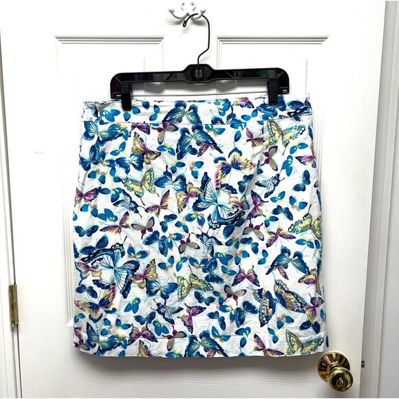 Talbots Pencil Skirt, Butterfly Pattern on White Cotton, Lined, Women's Size 14 - Picture 3 of 4